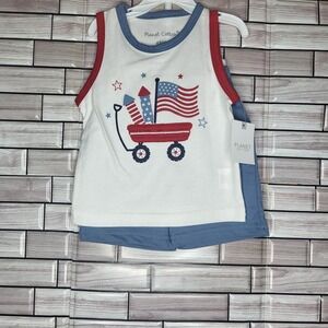 New Planet Cotton 18m Outfit Holiday 4th Of July Unisex Baby Toddler Shirt Short